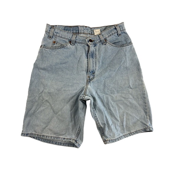 Vintage Levi's 560 Loose Fit Shorts Mens 32 Blue Light Wash Orange Tab 90s Denim - Picture 1 of 5